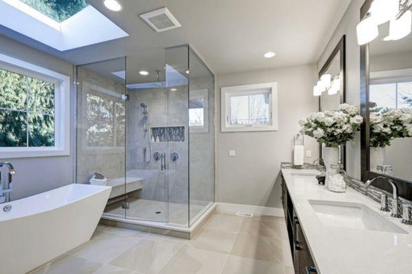 New bathroom with modern touches.