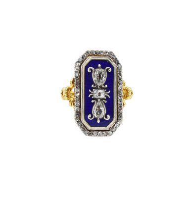 Antique Enamel & Diamond Ring