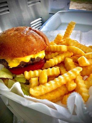 Cheeseburger with Fries. Classic and amazing.