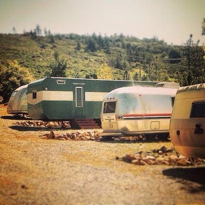 This is a shot of some of the Vintage Rental trailers.