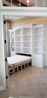 Custom zoom bed cabinet in white with lattice