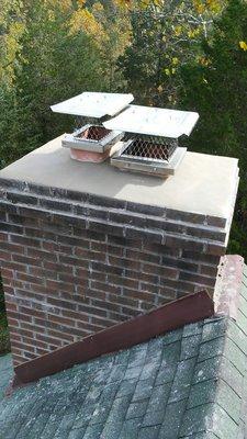 New flue tile, mortar crown, caps