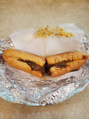 Philly cheese steak with mushrooms.