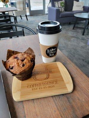 Coffee and muffin to get the day started.