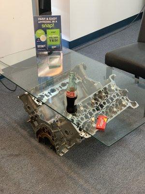 Love his custom car table