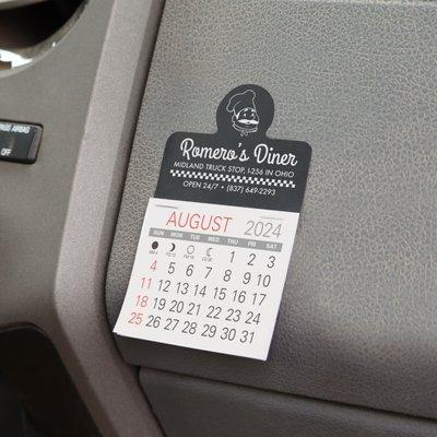 Small adhesive dashboard calendars get your brand out there, 365 days a year.