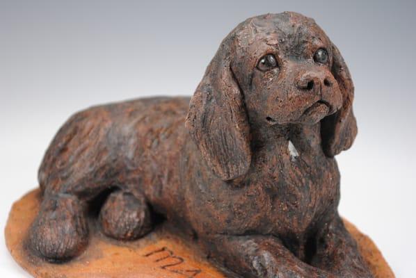 Commissioned dog sculpture by Carolyn Dilcher-Stutz.