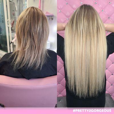 Color, 3 packs of I-tip extensions in 22" and 1 pack of 22" tape-ins to create this masterpiece