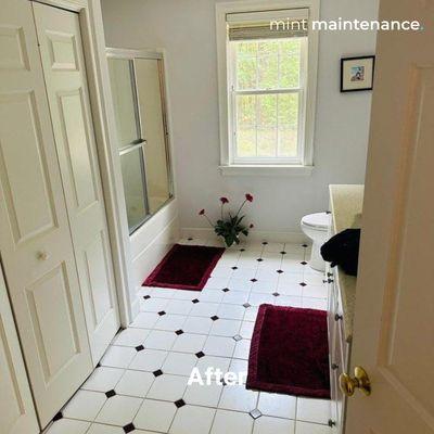 Before and After bathroom standard cleaning by Mint Maintenance!