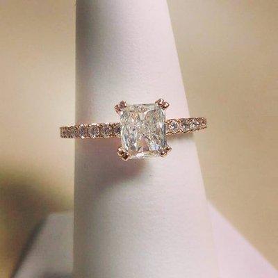 14K Rose Gold Radiant Cut Diamond Engagement Ring