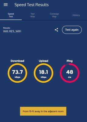 Speed test results from a windfall construction trailer startlink satellite installation