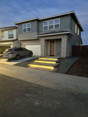 Floating steps with strip lights