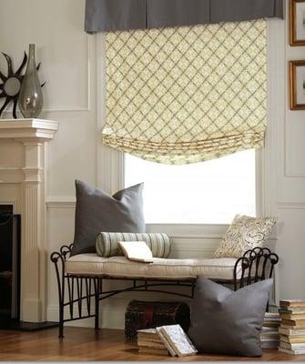 Roman shades are a fun way to add some interest to a room, they come in a variety of styles, and can be any fabric, color, or pattern.