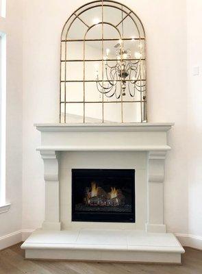 Sedona cast stone fireplace with raised hearth