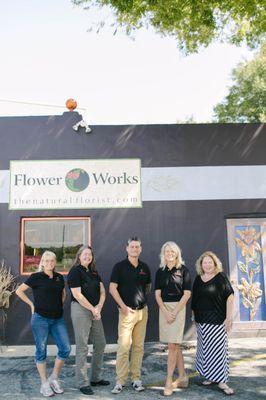 The Flower Works Team is a dynamic group ready to help you plan your next event, pick out a bouquet to go or send flowers to a loved one.