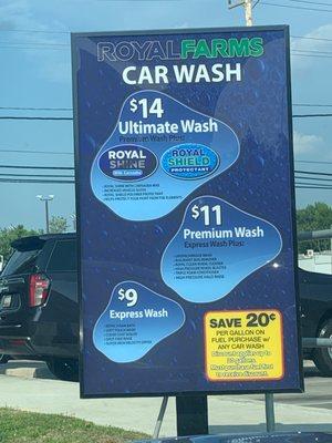 Car wash prices