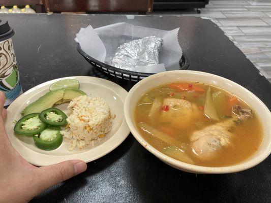 Small plate with my caldo de pollo