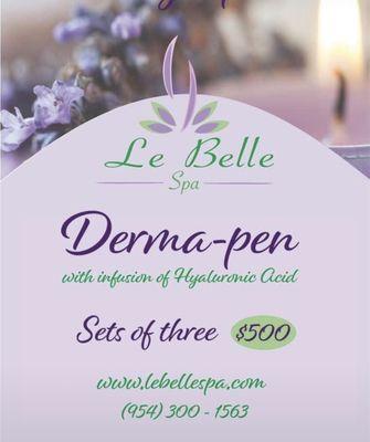 Dermapen, for a better glowing looking skin 
www.lebellespa.com
(954)300-1563