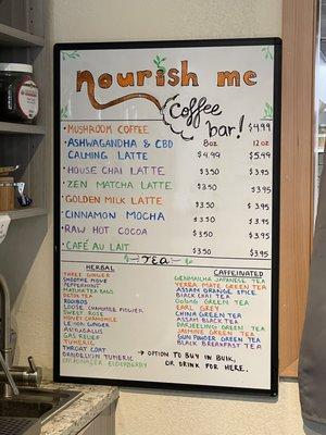 Cafe menu