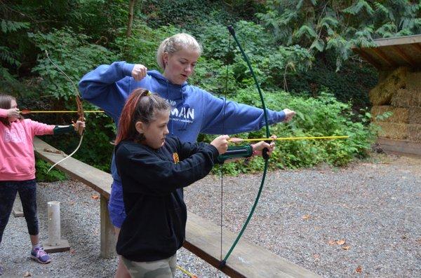 Archery instruction.