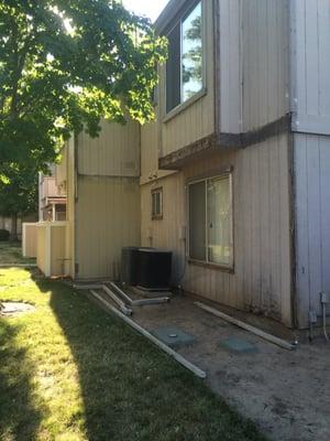 Dry Rot and holes in the exterior of the building. I moved in almost one year ago and they haven't touched this.