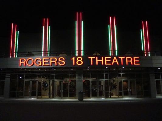 Outside entrance on a warm summer night.