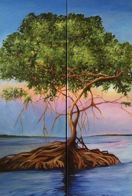 "Red Mangrove"  36" x 24"(two joined canvases)