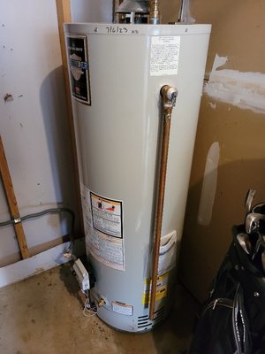 New Bradford White natural gas water heater installed.