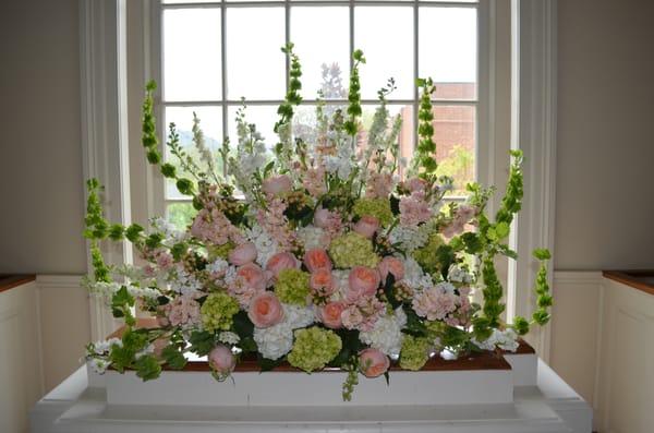 The altar flowers at the church