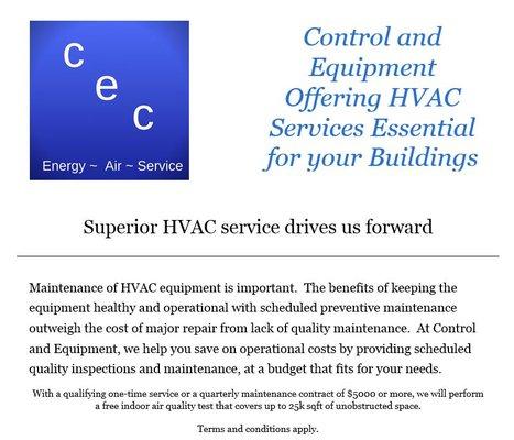 Contact us to find out about a free indoor air quality test. https://www.controlandequipment.com/hvac-service-department