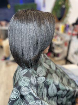 Silk press, cut & treatment