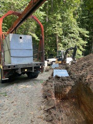 A new septic system being installed by Mad Mountain inc.