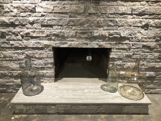 New stone fireplace.