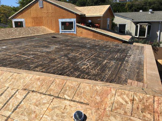 Residential - San Mateo Ca. Roof Deck ready for roofing materials to be installed.