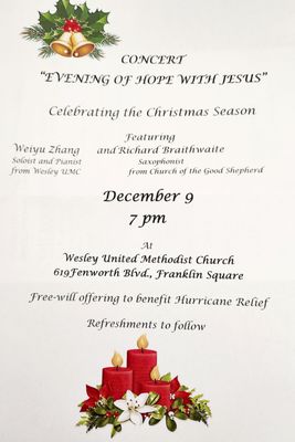 Upcoming holiday musical concert 12/9/22 @ 7p