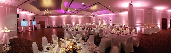 Ballroom decorated for wedding