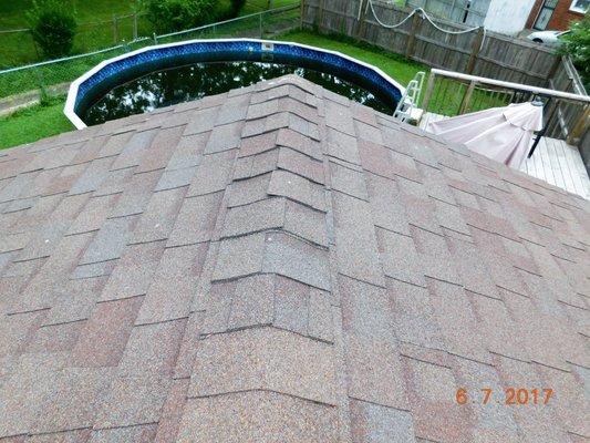 Improper Ridge cap shingles