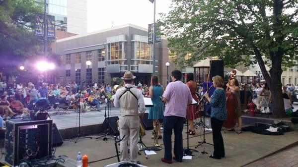 The crowd can enjoy local bands at the Friday Night Concert Series!