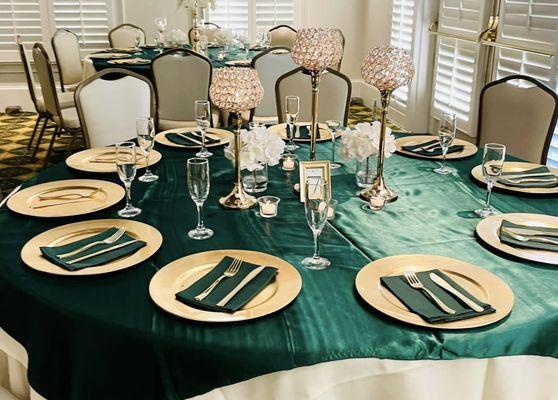 Dazzling Emerald & Gold Wedding Reception