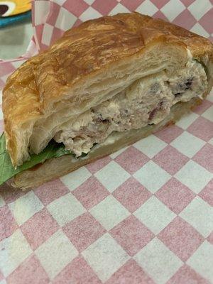 Chicken salad sandwich on fresh made buttery croissant   YUMMMMY!