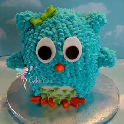 Owl smash cake. 1st birthday cake.