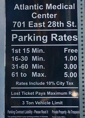 Parking rates for the buildings lot.