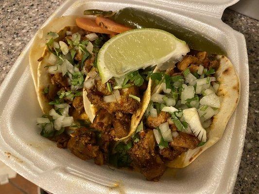 Chicken tacos are very good