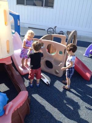 A large playground with plenty for group play outdoors