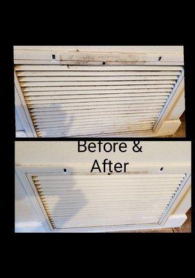 Vents and baseboard cleaning before and after.