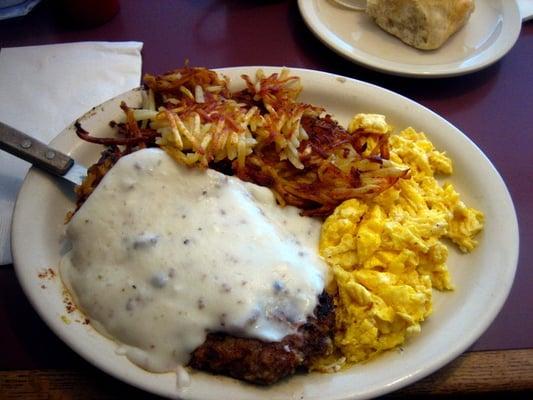 the day's special: country fried steak w/ur choice of sides: $6.95