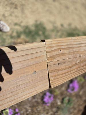 Top rail of garden fence.