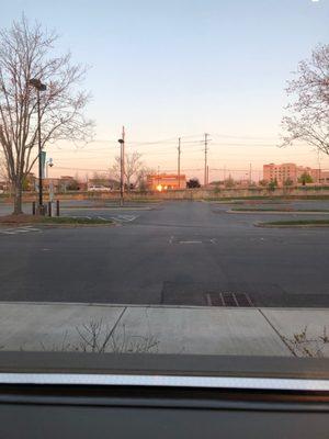 Quiet parking lot looking at McDonalds across the way