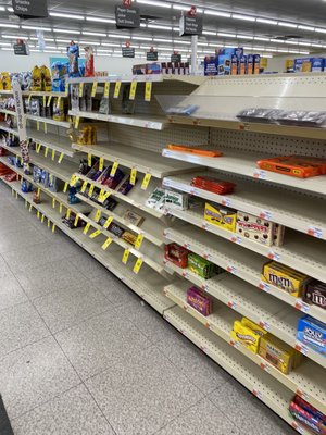 Bare bones candy aisle across from front checkout on 11/14/21.