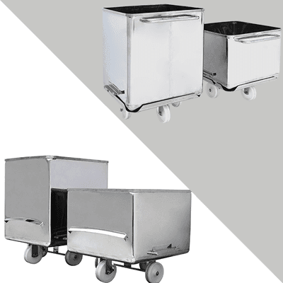 400 lb and 600 lb Stainless Steel Buggies 400 lb and 600 lb Clean-Tech Stainless Steel Buggies